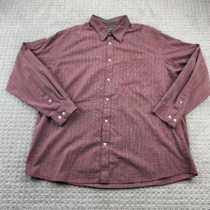 Eddie Bauer Shirt Men XXL Red Plaid Button Up Wrinkle Resistant Classic Fit Polo